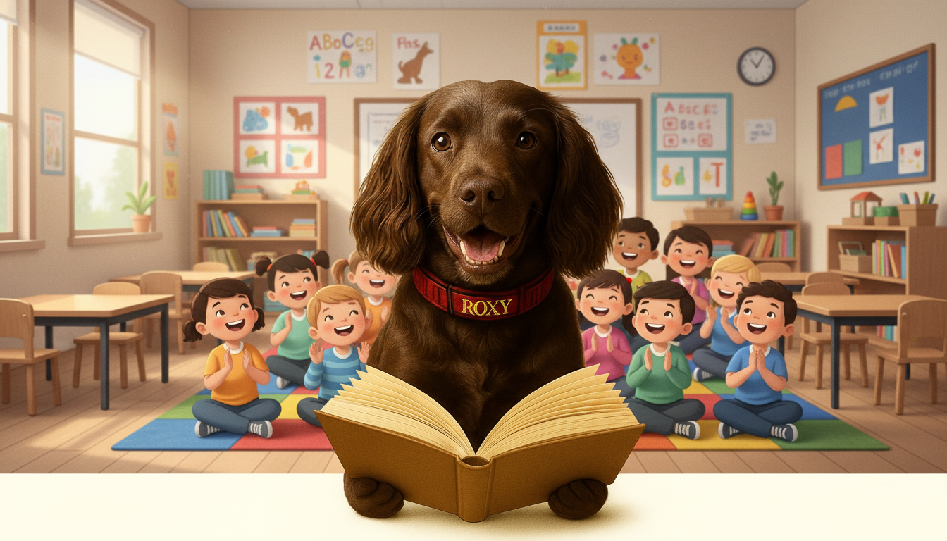 Roxy in the classroom